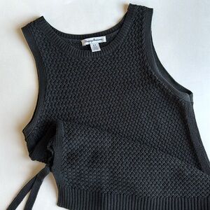 Tommy Bahama Black Oversized Basket Weave Sleeveless Sweater Travel Womens Small